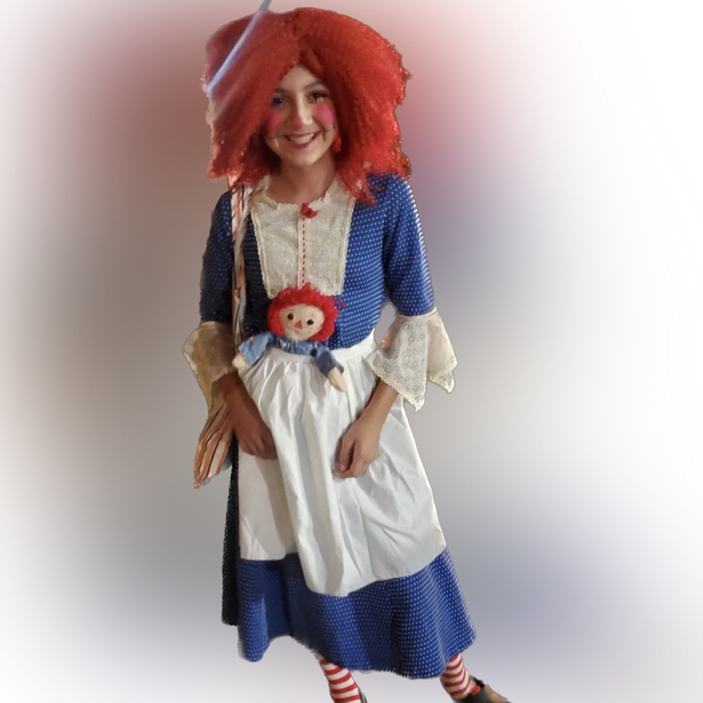 Girl Halloween costume Raggedy Ann, Dress & Wig sz 10 sz 12  vintage dress